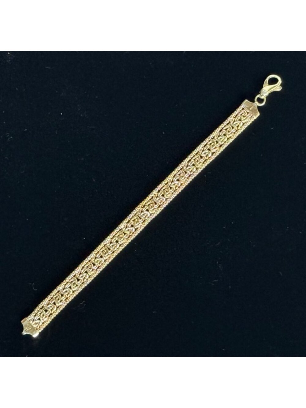 Vintage LIRM Italy Gold Vermeil Flat Byzantine Bracelet